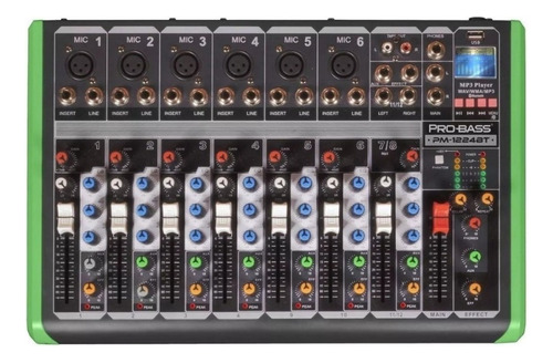 Consola 12 Ch Pasiva Mixer Mp3 Usb Probass Pm-1224bt