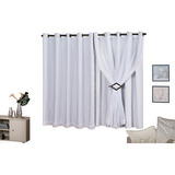 Cortina Off White  200x160 Moderna Blackout Em Tecido