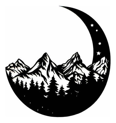 Letrero Decorativo De Luna Y Montañas