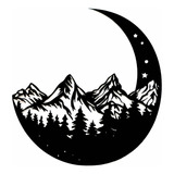 Letrero Decorativo De Luna Y Montañas