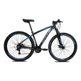 Bicicleta Rino Everest 29 Disco 21v Cambios Index Cor Preto/prata/azul Tamanho Do Quadro 17