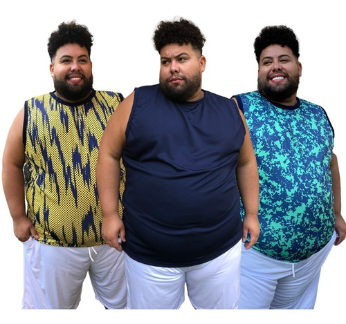 Kit 3 Camisas Regatas Masculina Plus Size Básicas Academia