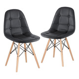 2 Cadeiras Estofadas Jantar Capitonê Eames Botonê Cores