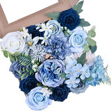 Combo De Flores Artificiales Azul Ahumado - Flores Fals...