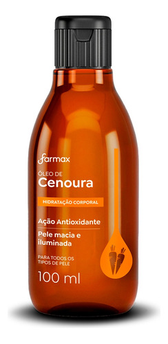Óleo De Cenoura Farmax 100ml Corpo/cabelo Hidratação/ Brilho