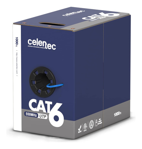 Cable Ethernet Cat6 De Celertec, 1000 Pies, Cobre Desnudo Só