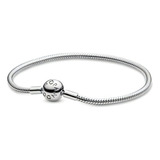 Brazalete Pandora Cadena De Serpiente Con Cierre Redondo Color Plata Talla 17 Cm