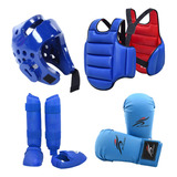 4x Karate Sparring Gear Incluyendo Casco De Boxeo Xs Azul