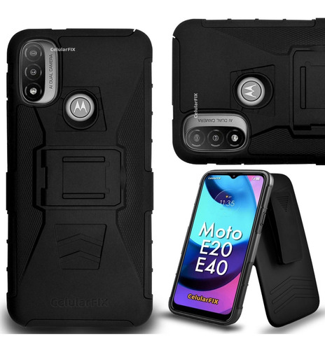 Funda Protector P/ Moto E20 / E40, Uso Rudo Con Clip