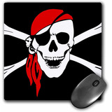 Mouse Pad Negro Dibujo Calavera Pirata 8 X 8 Pulgadas