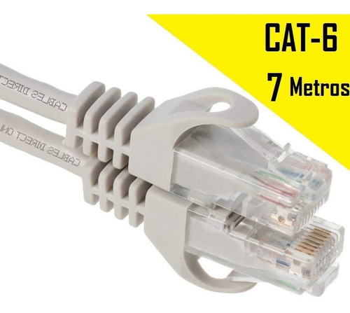 Cable De Red De  7 Metros Cat 6 Ponchado De Fabrica