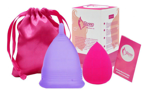 Copa Menstrual Hopemob Con Bolsa De Viaje Y Esponja Facial Color Morado