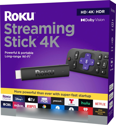 Roku Streaming Stick 4k Negro Coman. Voz  1gb De Memoria Ram