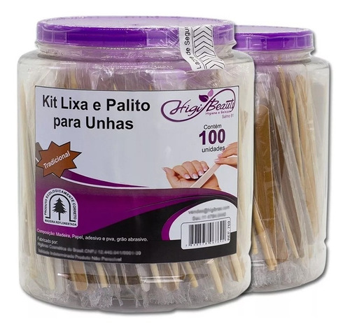 Kit Lixa E Palito Para Unha - 100 Unidades