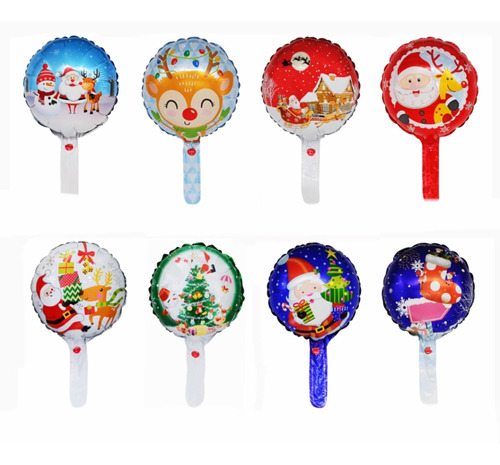 Pack 50 Mini Globos Metálicos Navidad 15cm Sin Varilla