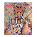 Bordado Pintura Diamante - Elefante Hindú 30x40