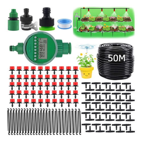 50m Sistema De Riego Por Goteo Con Temporizador Automático 