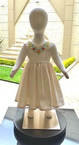 Vestido Niña Manta Bordado Mexicano / Mod. Luna Infantil