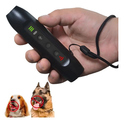 Jiugenxian Ahuyentador ultrasónico para Perros, Dispositivo USB Recargable para Perros, Dispositivo portátil para adiestrador de Perros, Linterna LED de 35 pies, 25-30K hz ultrasónico, cordón | Meses sin interés