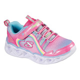 Tenis Skechers Niña Luces Velcro Corazones 302308 Deportivo