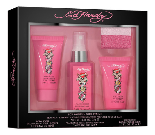 Women's Perfume Gift Set By Ed Hardy, 4 Pieces Include Fragr
