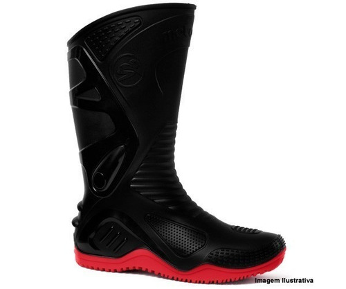 Bota Motoqueiro Motosafe Solado Vermelho Confortável Bracol