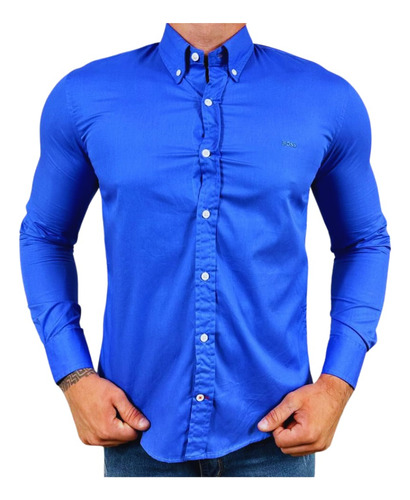Camisa Social Hugo Boss Masculina Azul
