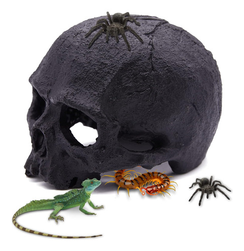 Aufeeky Halloween Cráneo Humano Reptil Hide, Black Reptile H