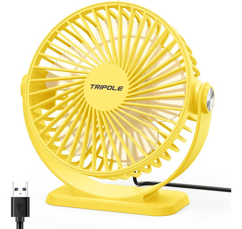 Ventilador De Escritorio Tripole Rotacion 360 3 Vel Amarillo