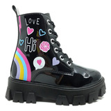 Botas Negras Niñas Arco Iris - Zapatos Niñas Papos