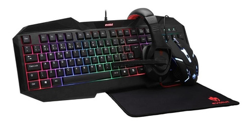 Kit De Teclado E Mouse Gamer Evolut Eg-50 Português Brasil De Cor Preto