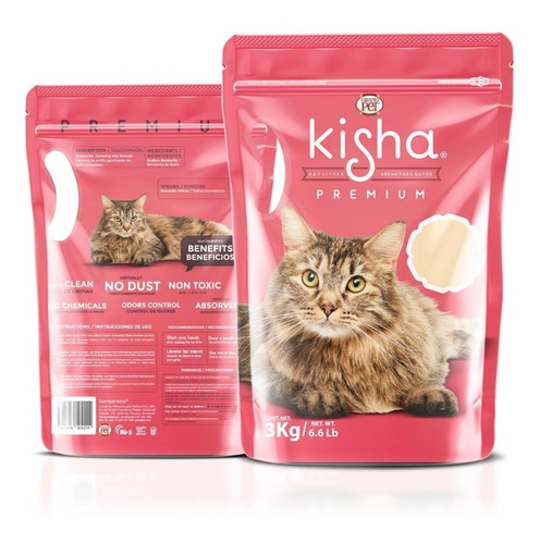 Arena Gato Super Aglutinante Premium Libre Polvo 3kg Kisha