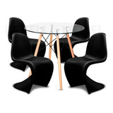 Comedor Moderno Eames Mesa Vidrio Con + 4 Sillas Phantom