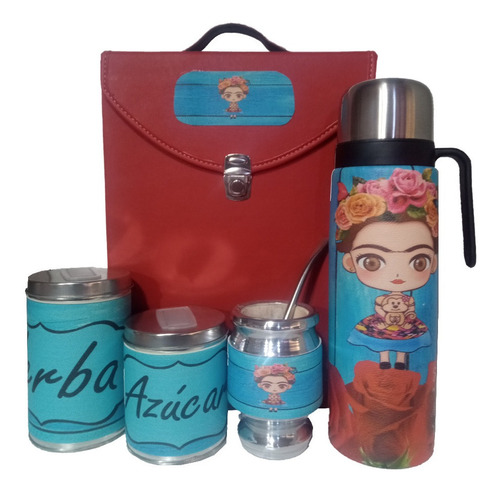 Set Matero Completo Forrado Frida Pensando Con Flores