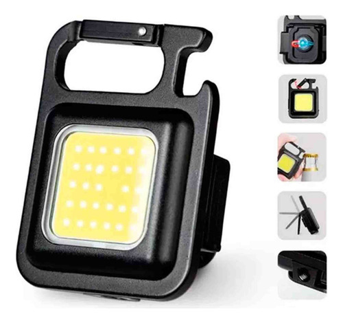 Linterna Led Cob 800 Lumens Llavero Gancho Mosqueton Iman