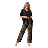 Plus Size Mujer Pijama Conjunto Manga Corta Ropa De Dormir