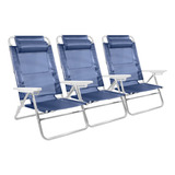 Reposera 3 Aluminio Camping Almohada Reforzada Summer Mor Ct