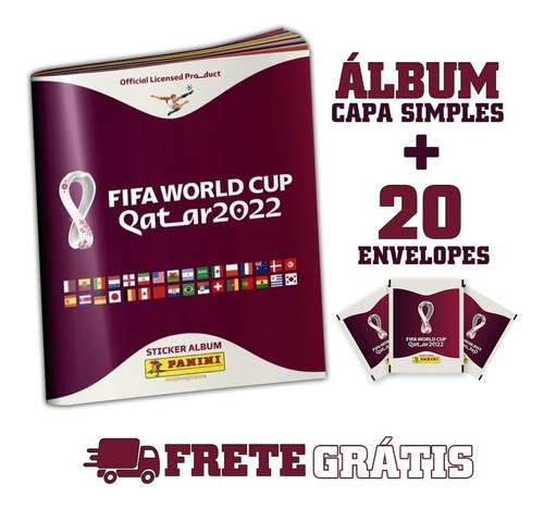 Kit Album Copa Do Mundo 2022 Qatar + 100 Figurinhas Panini