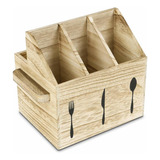 Organizador De Cubiertos Ikee Design Soporte De Madera Zbb