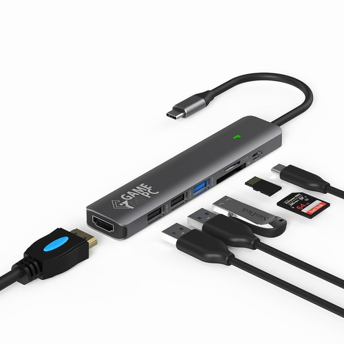 Adaptador Usb-c 7 En 1 Hdmi 4k Usb 3.0 Lector Tarjetas Hub