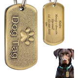 Placa Perro Personalizada Huella Tag Inoxidable Premium Color Rectangular