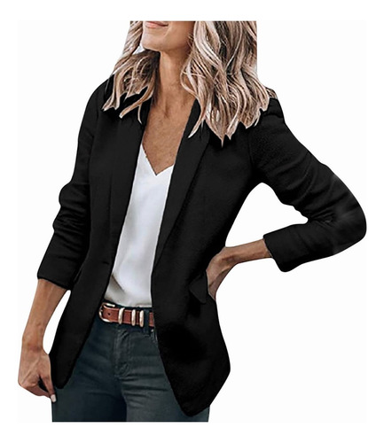 Saco Blazer Dama Lapel Open Front Manga Larga Work Office