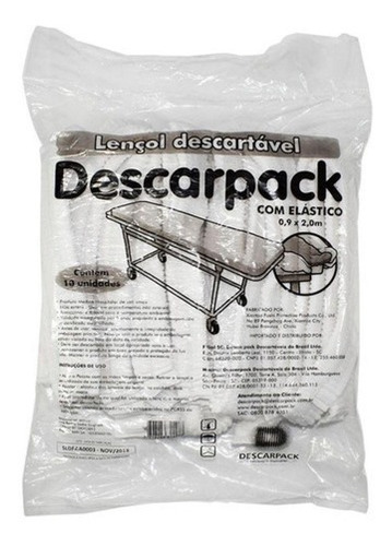 Lençol Descartável Maca Tnt C/elás 2x0,9 C/10 - Kit C/10 Pct