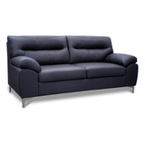 Sofa De Piel Genuina Isabela - Confortopiel Color Azul Marino