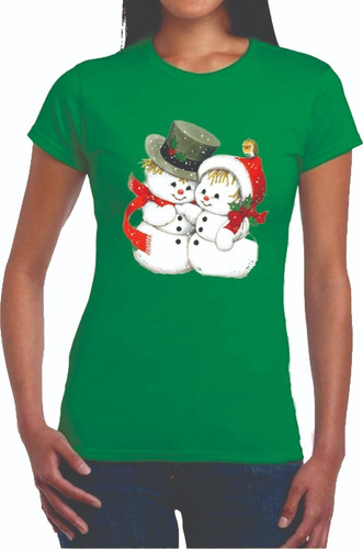 Camisetas Navideñas Muñeco De Nieve Parejita Navidad Sm1