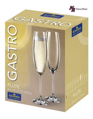 Copa Champagne Gastro Cristal Bohemia X6