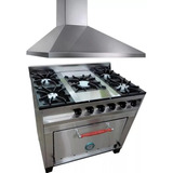 Set Cocina Industrial Eg Acero 5 Hornallas + Camapana Acero