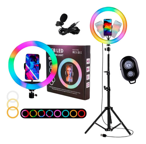 Luz Pra Tirar Fotos Kit Gravação Ring Light 10 Polegadas Rgb