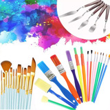 25 Pinceles 5 Espátulas Para Pintura Acuarela, Acrílico,oleo