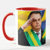 Caneca Bolsonaro Brasil Acima De Tudo - Fundo/alça Vermelho